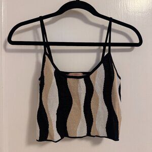 Striped black, brown and white tank top.